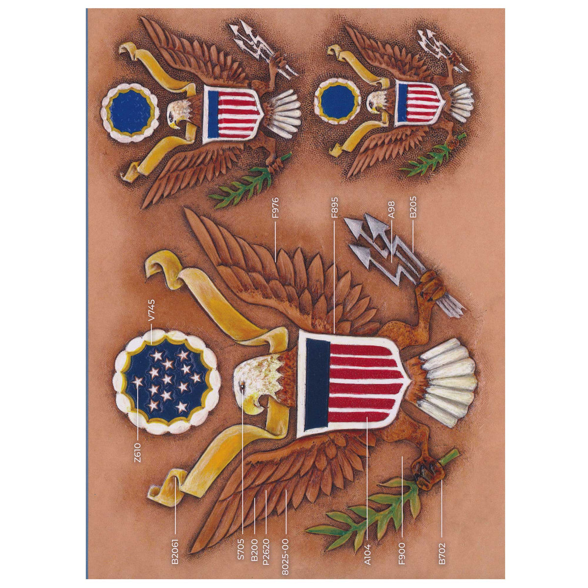 USA Eagle Seal Easy Trace Reusable Leather Tooling Pattern MakerAid½ 7 ...