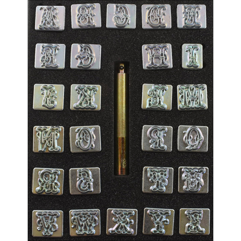 Script Font Alphabet 3/4 27-Pc Leather Stamp Set Tool Kit