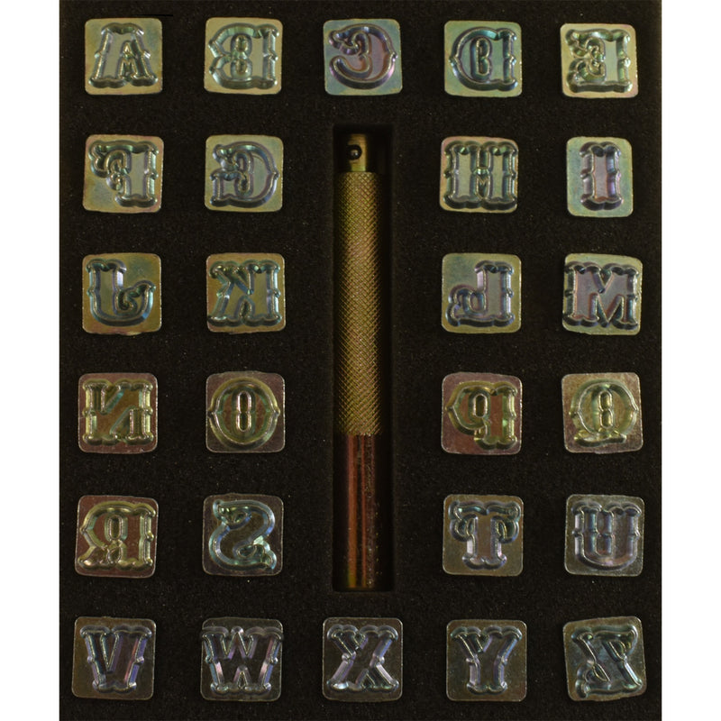 Western Font Upper Case Alphabet 1/2 27-Pc Leather Stamp